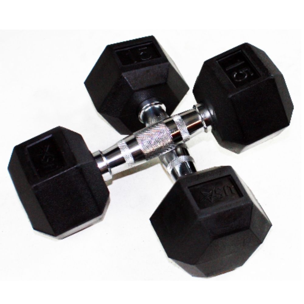 Usa 5 Lb 75 Lb Dumbbell Set Hex Rubber With Rack Gym Gear Direct 7830