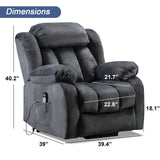 ANJ Power Massage Lift Recliner Chair with Heat & Vibration for Elderly, Heavy Duty and Safety Motion Reclining Mechanism - Antiskid Fabric Sofa Contempoary Overstuffed Design, Grey