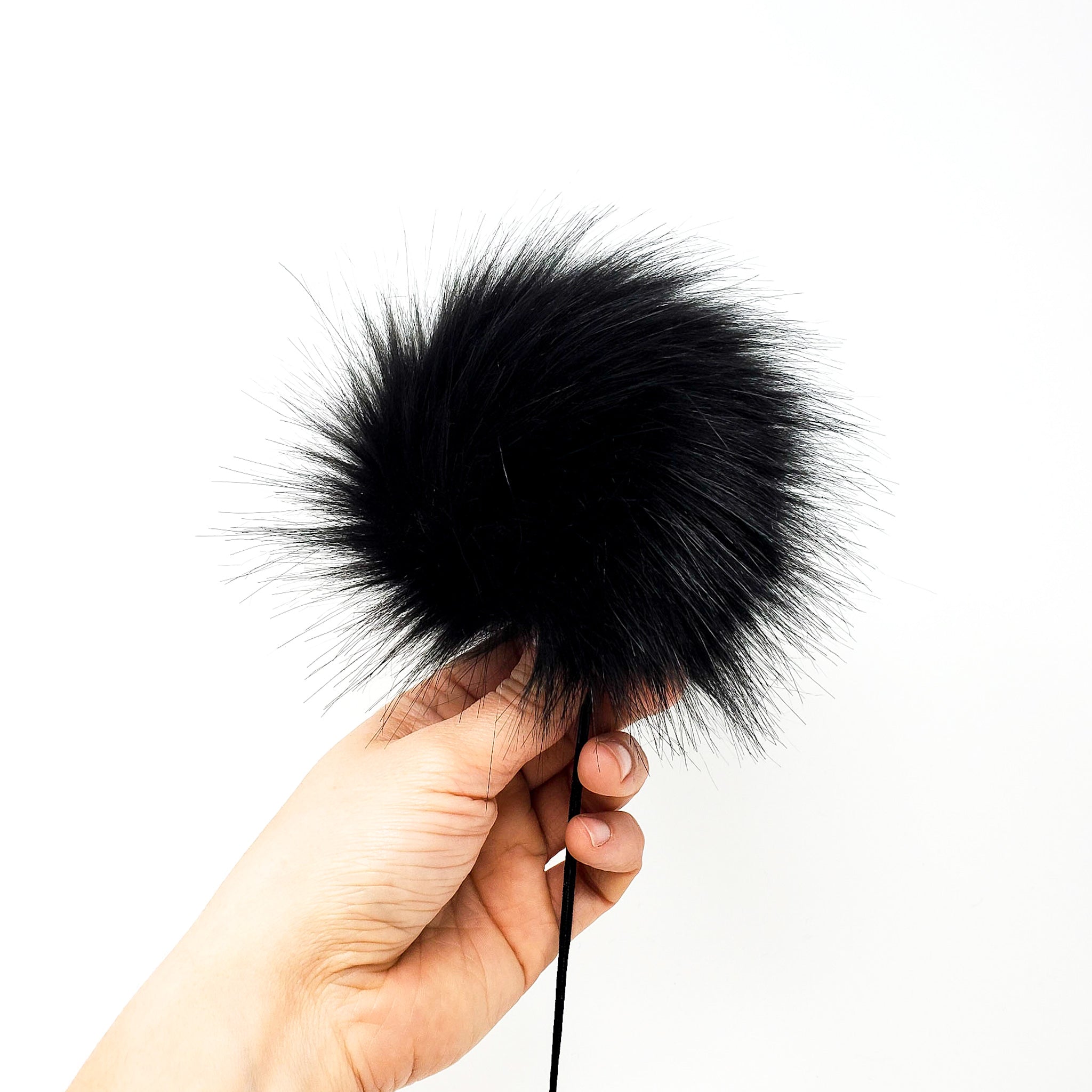 Black 2.0 Faux Fur Pom Poms | Warehouse 2020