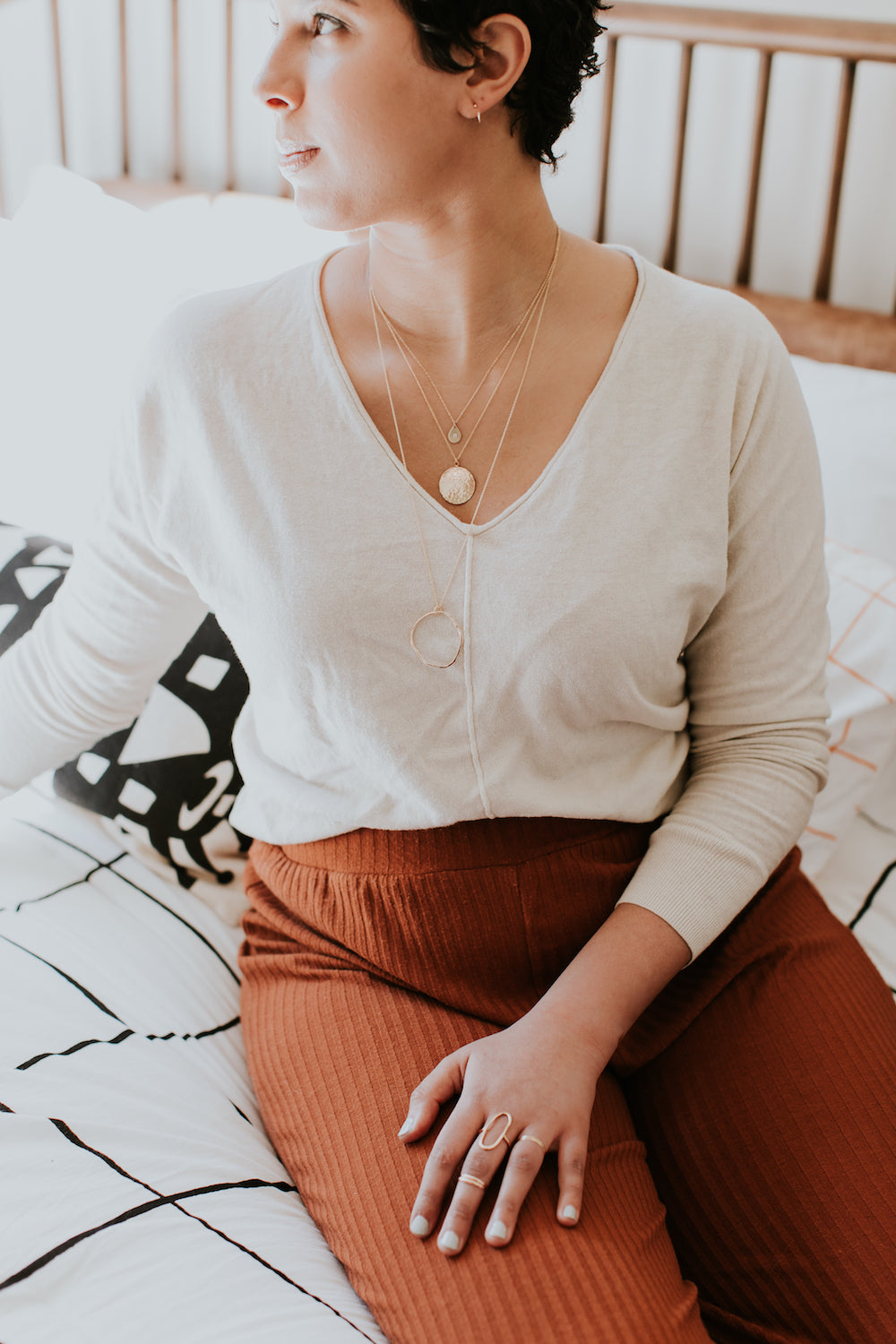 Triple Diamond Pear Necklace