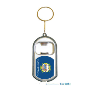 S. Dakota USA State 3 in 1 Bottle Opener LED Light KeyChain KeyRing Holder