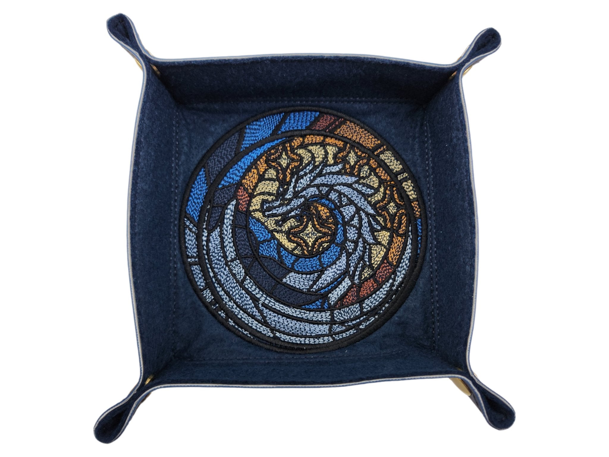 Stained glass style dragon dice tray
