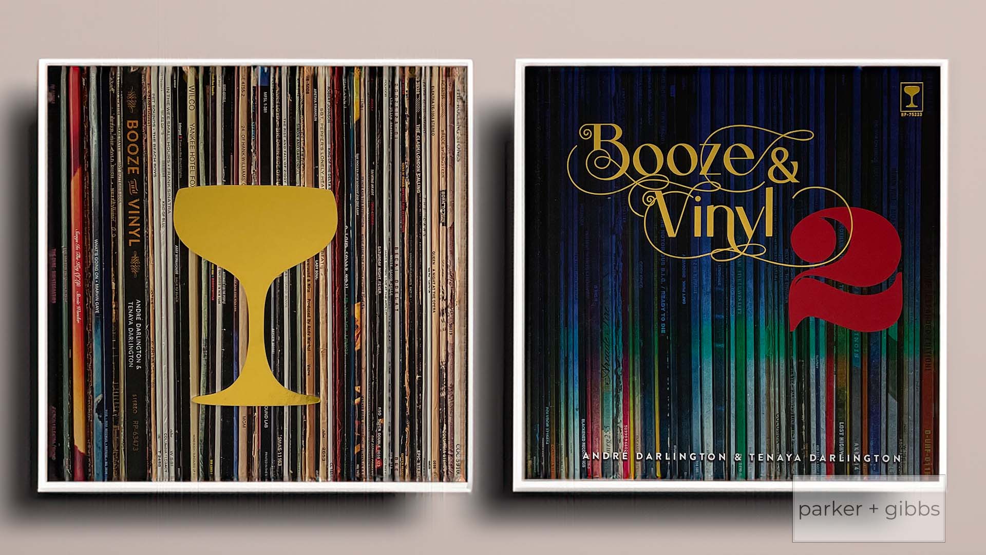 Booze & Vinyl cocktail recipe books.