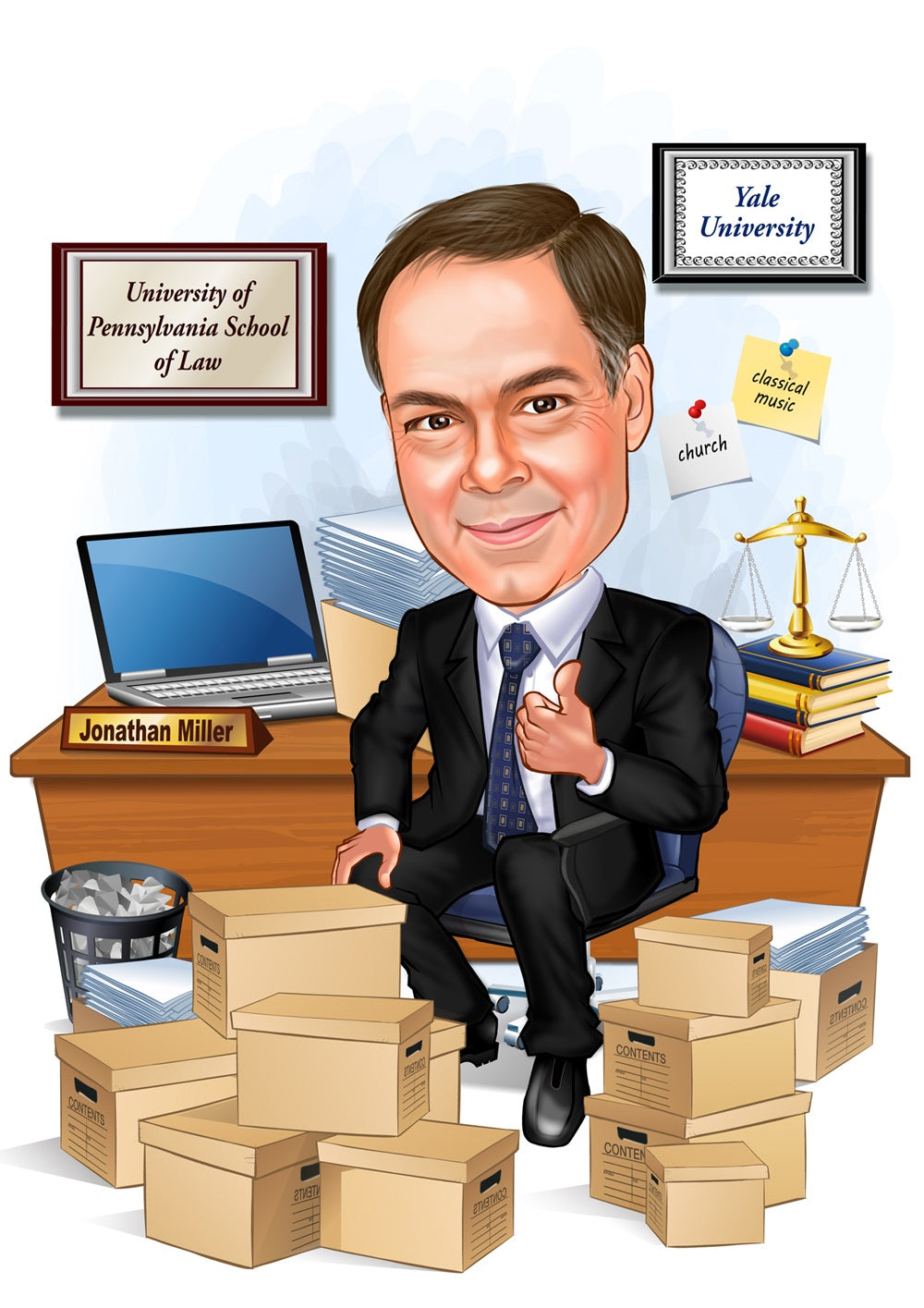 Billede af Jurist tema1 (1 person) - karikaturtegning efter dine fotos