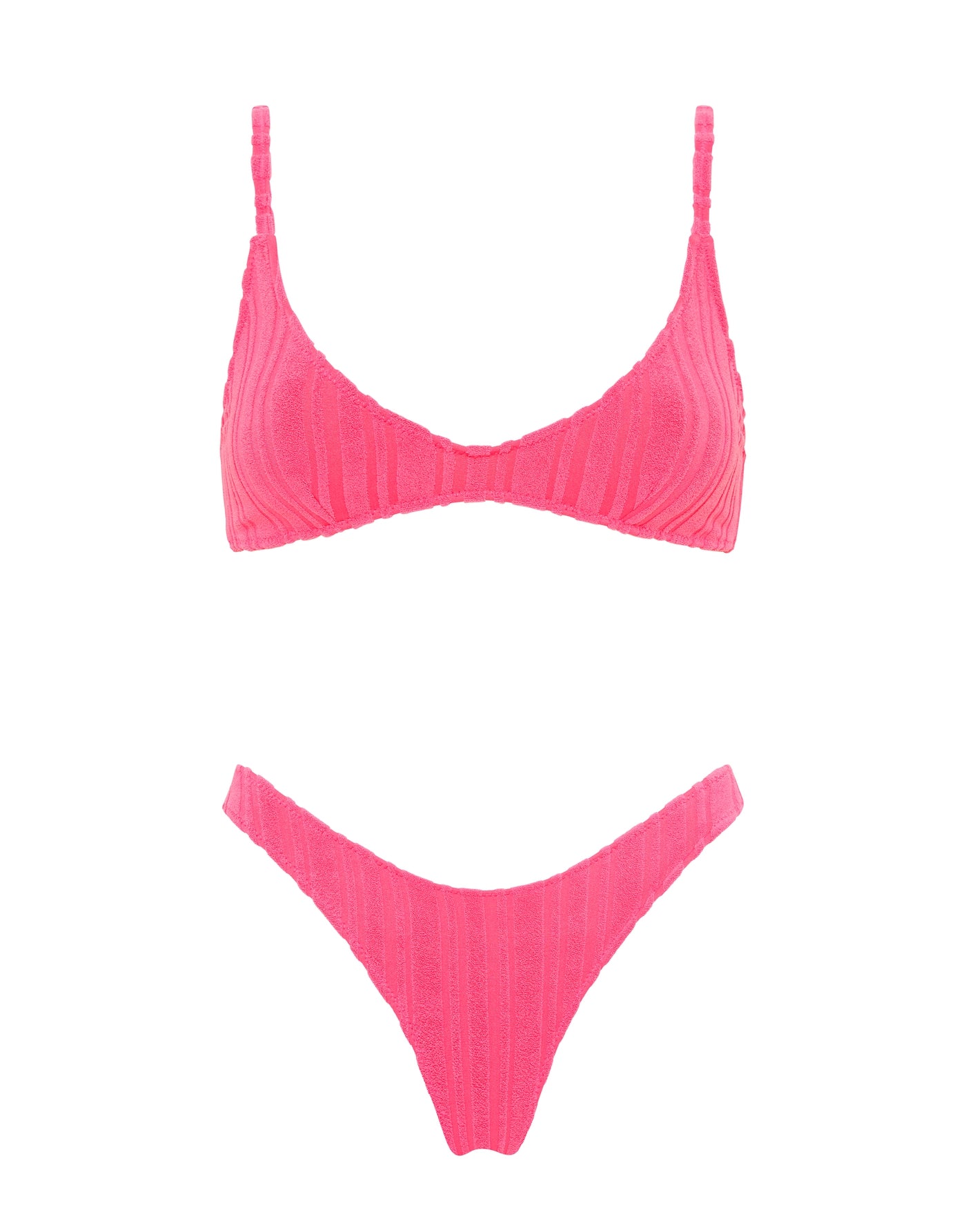 Making Waves Bright Pink Triangle Bikini Top