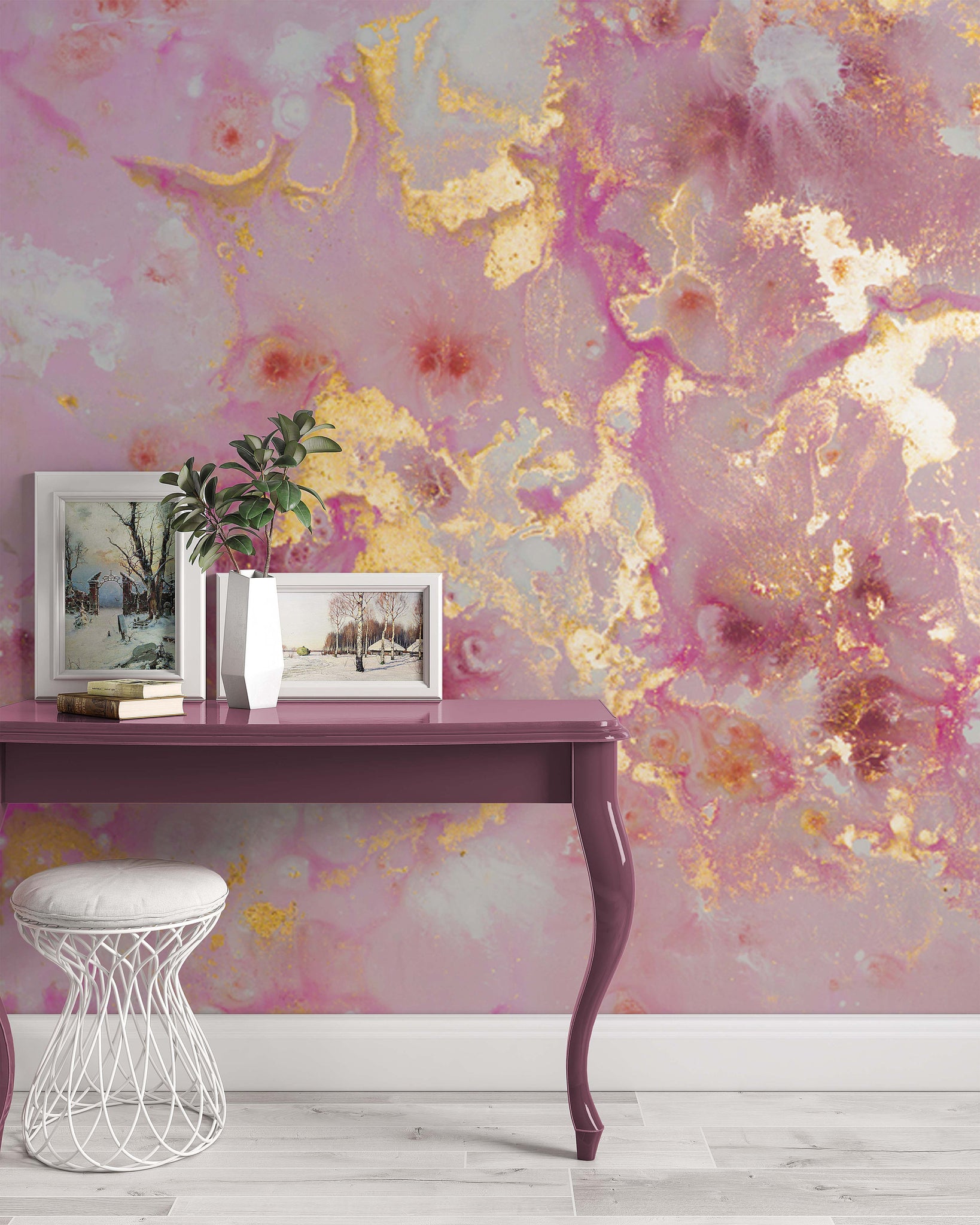 Pink Gold Abstract Painting Modern Design Background Wallpaper Cafe Re –  wallpaew