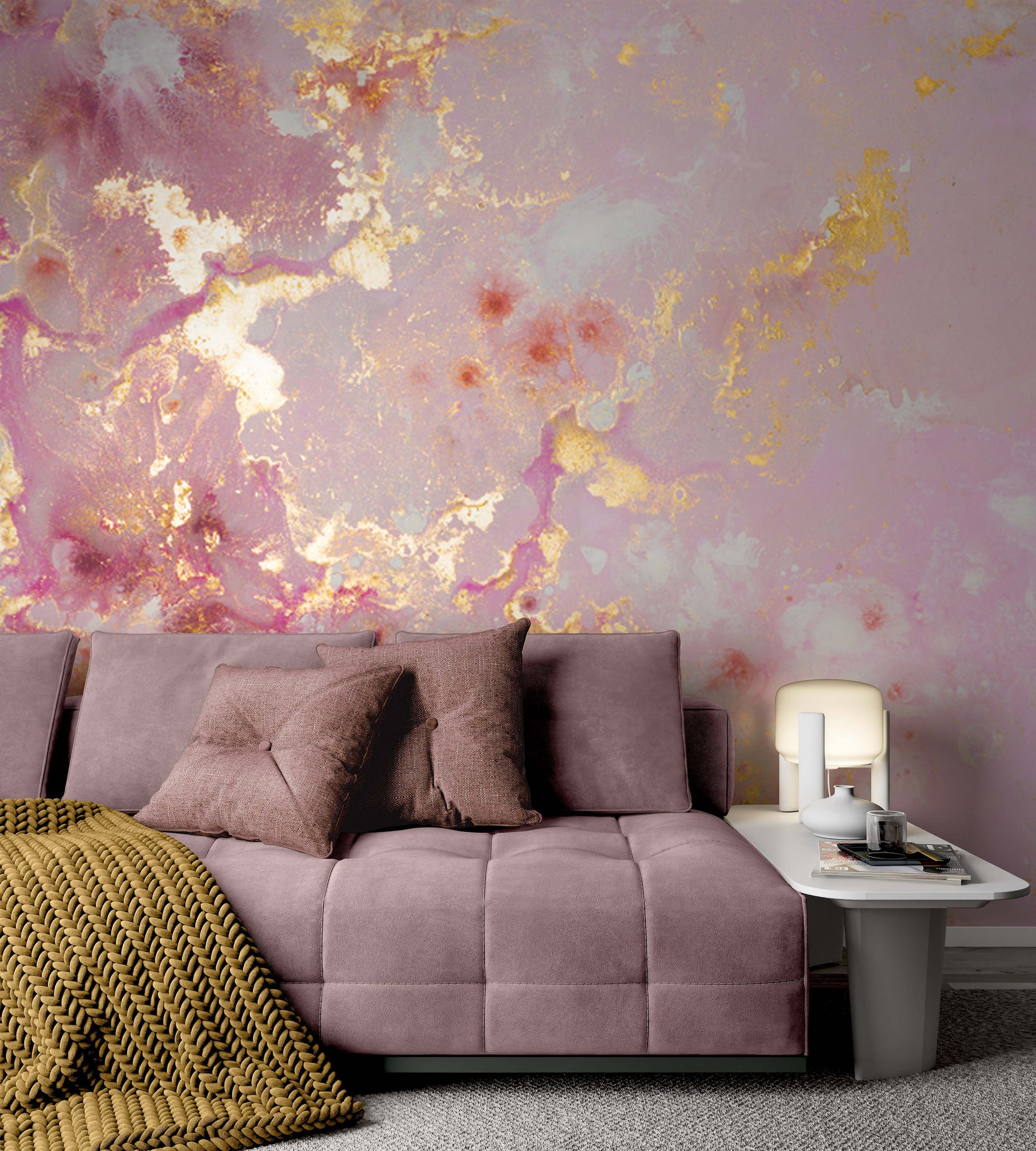 Pink Gold Abstract Painting Modern Design Background Wallpaper Cafe Re –  wallpaew