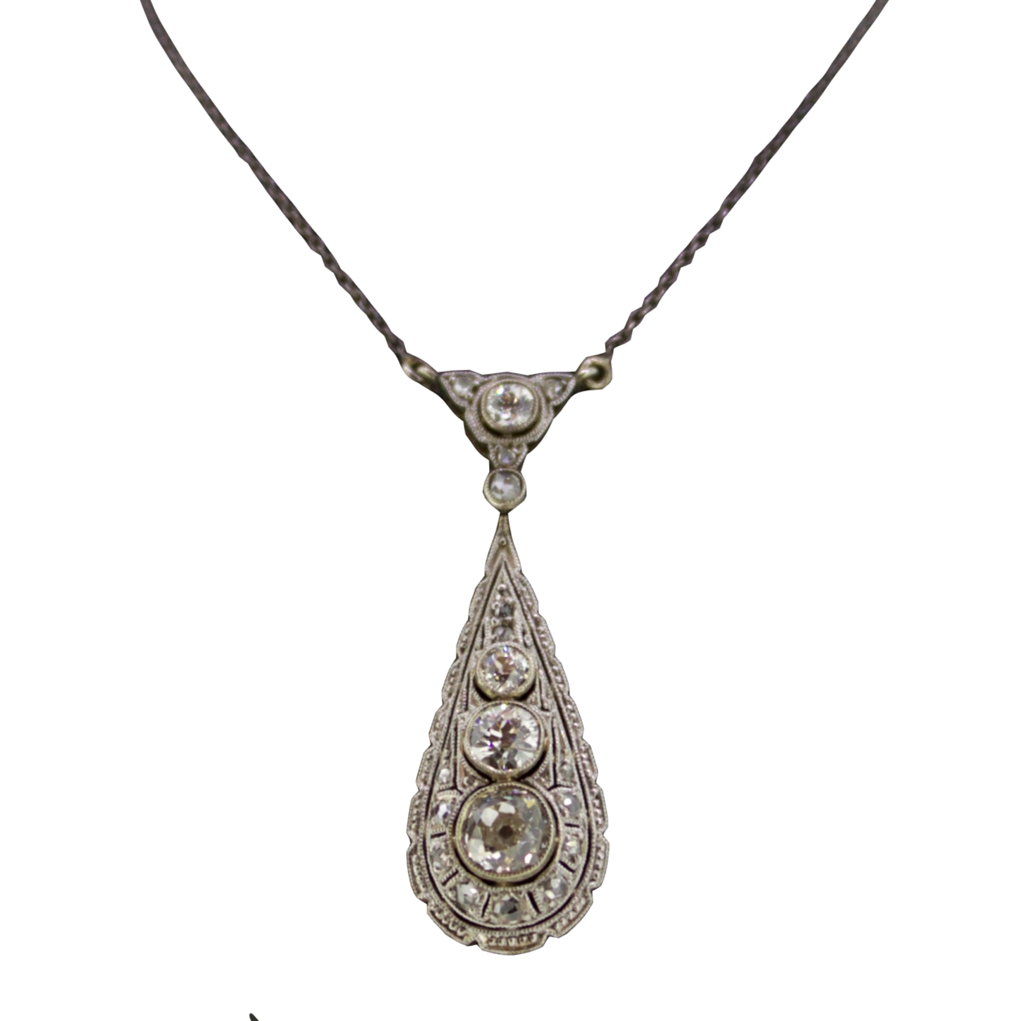 Witgouden Art Diamant Ketting | Bruens Juwelier Antiquair