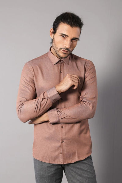 Kendinden Desenli Slimfit Gömlek | Mewo - MEWO - Online Erkek Giyim Mağazası