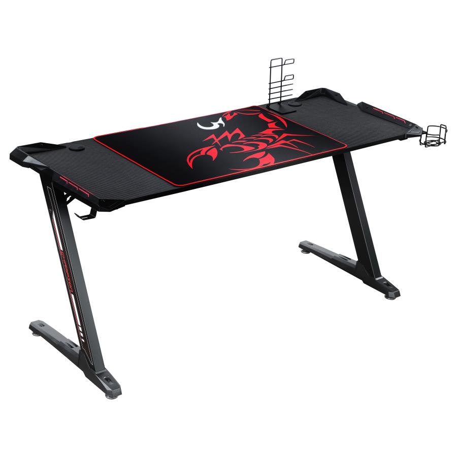 Brocton Metal Z-shaped Gaming Desk Black