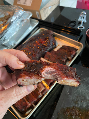 Good eating - BuffalowBBQ smoked babyback ribs for Baseball BBQ