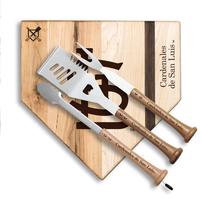 Personalised Heavy Duty Stainless Steel BBQ Set With Wooden Handles Tongs  Fork and Spatula. Engraved With Your Message Great for Dad 
