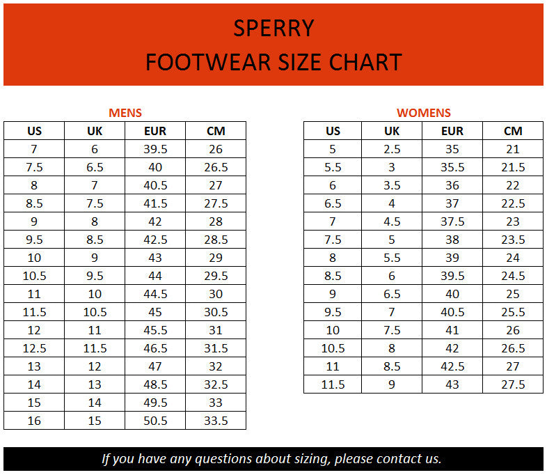 Sperry Infant Shoe Size Chart
