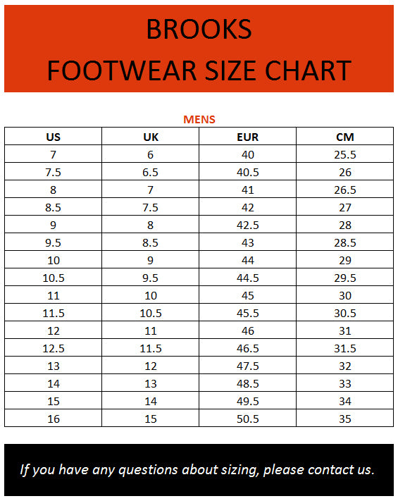 brooks shoes size guide