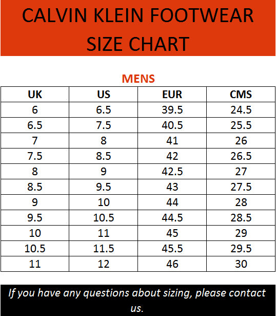 Calvin Klein Men S Size Chart