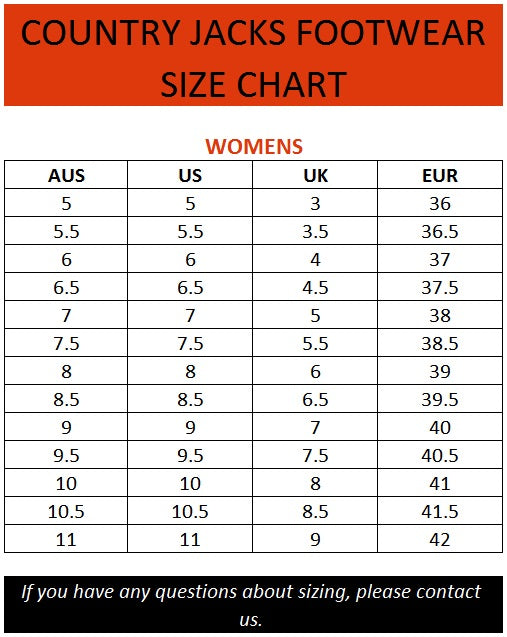 Country Jacks Size Chart – Brand House Direct