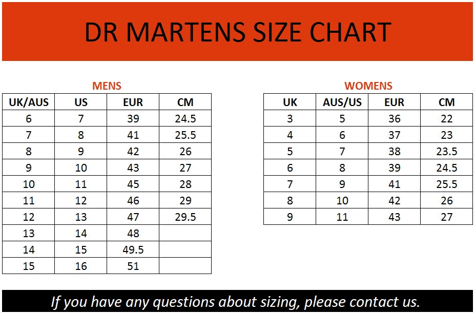 Dr Martens Size Chart Cm