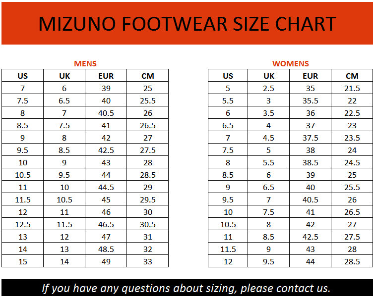 Mizuno Clothing Size Chart