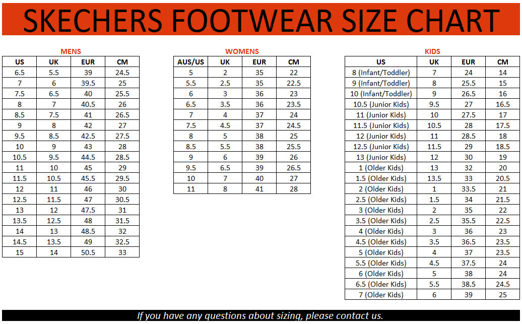 skechers kids shoe size chart