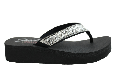 women’s black and white thong sandal