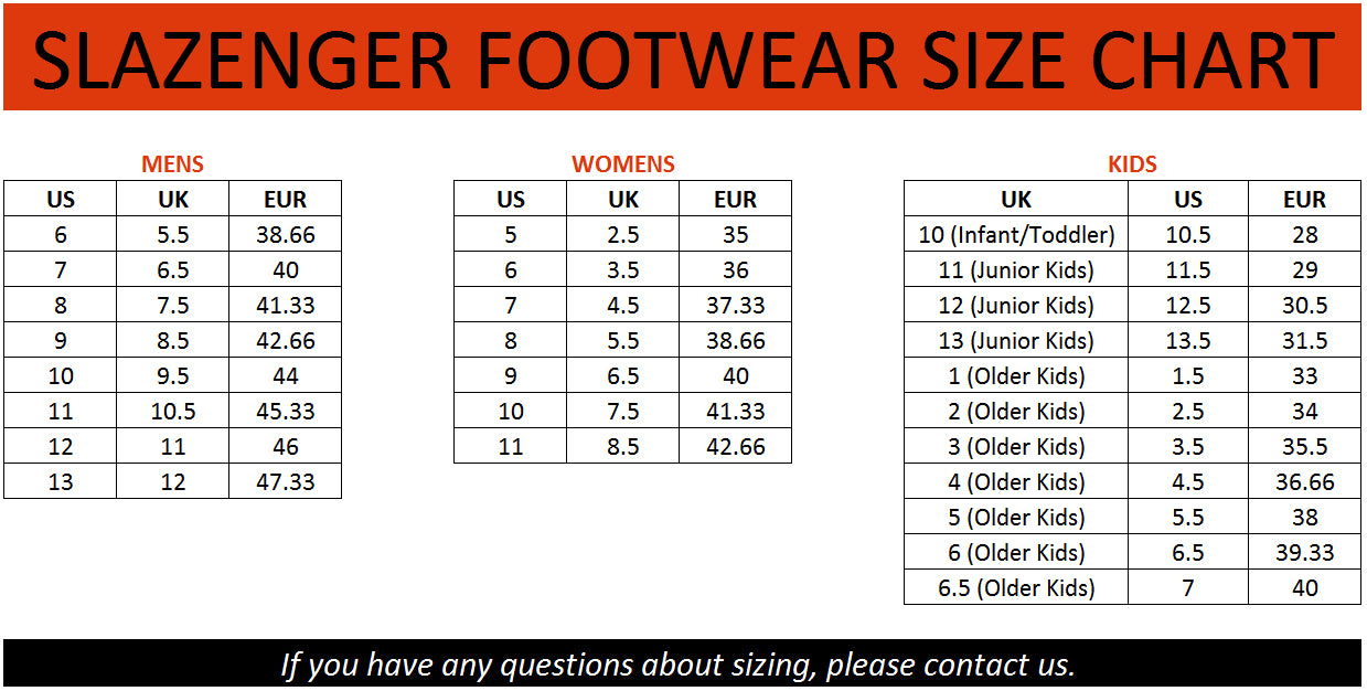 Slazenger Size Chart | Brand House Direct