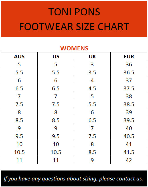 Toni Pons Size Chart – Brand House Direct