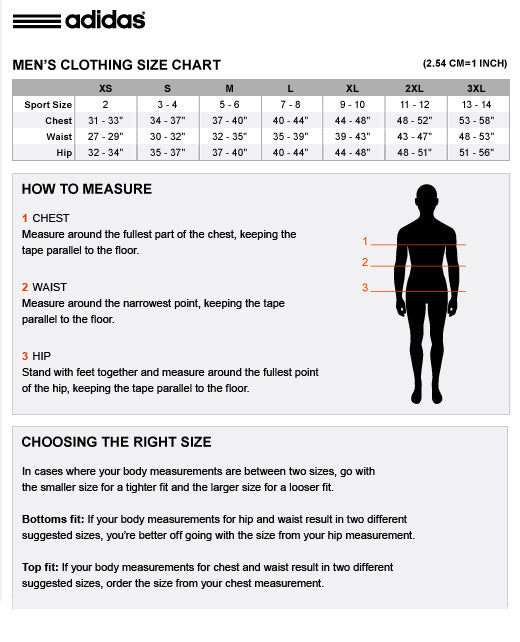 adidas pants mens size chart