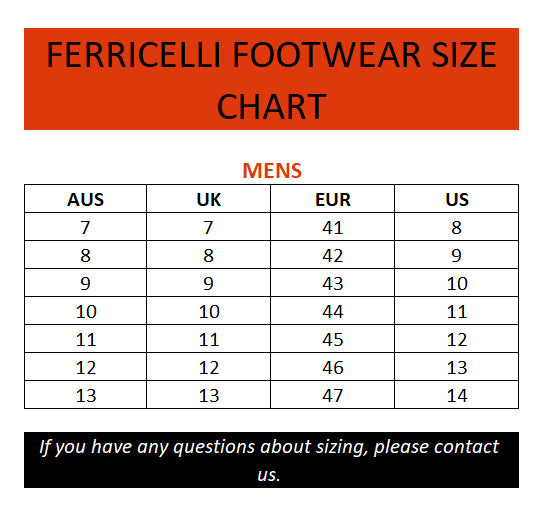 Ferricelli Size Chart – Brand House Direct