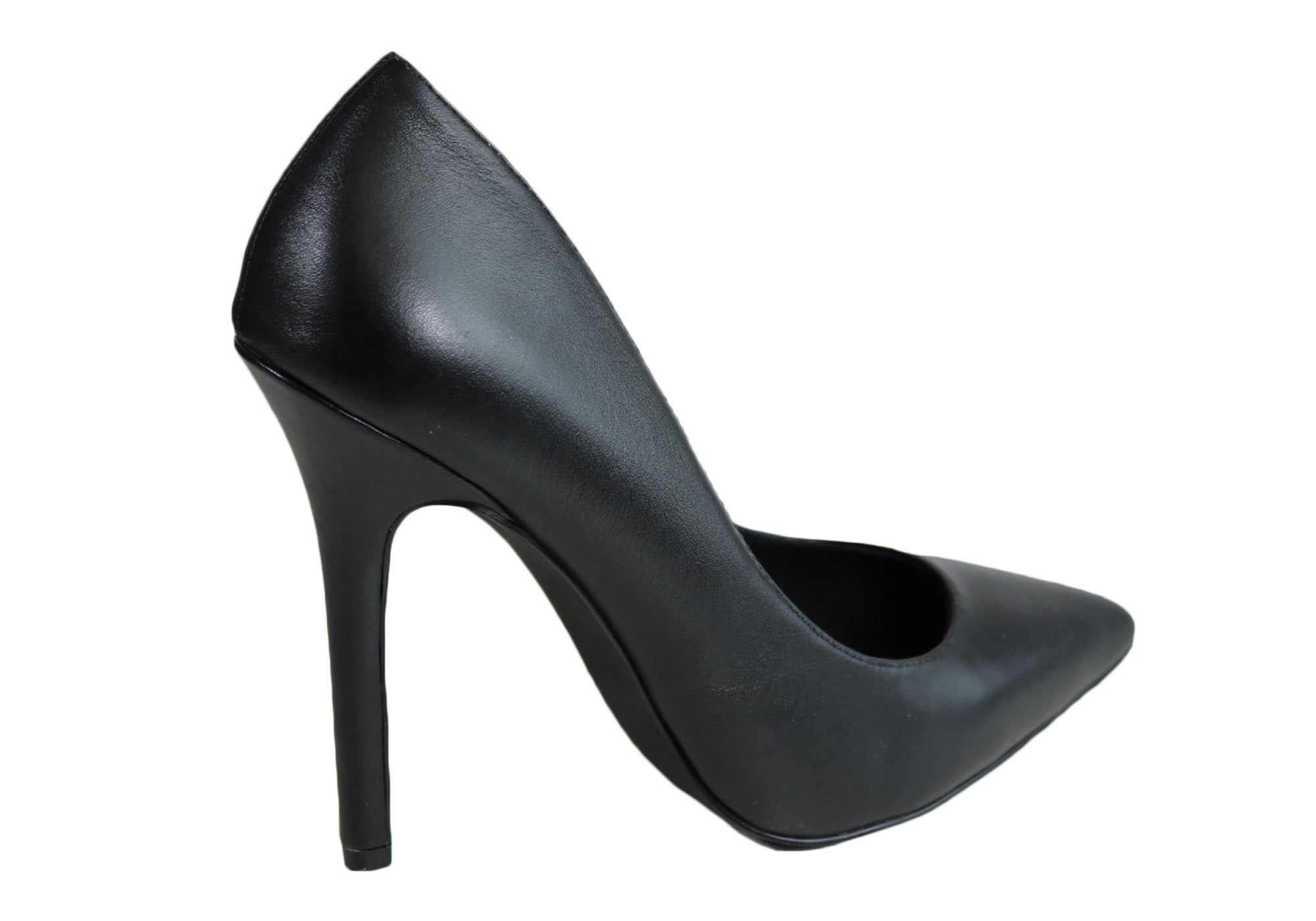 black leather high heel pumps