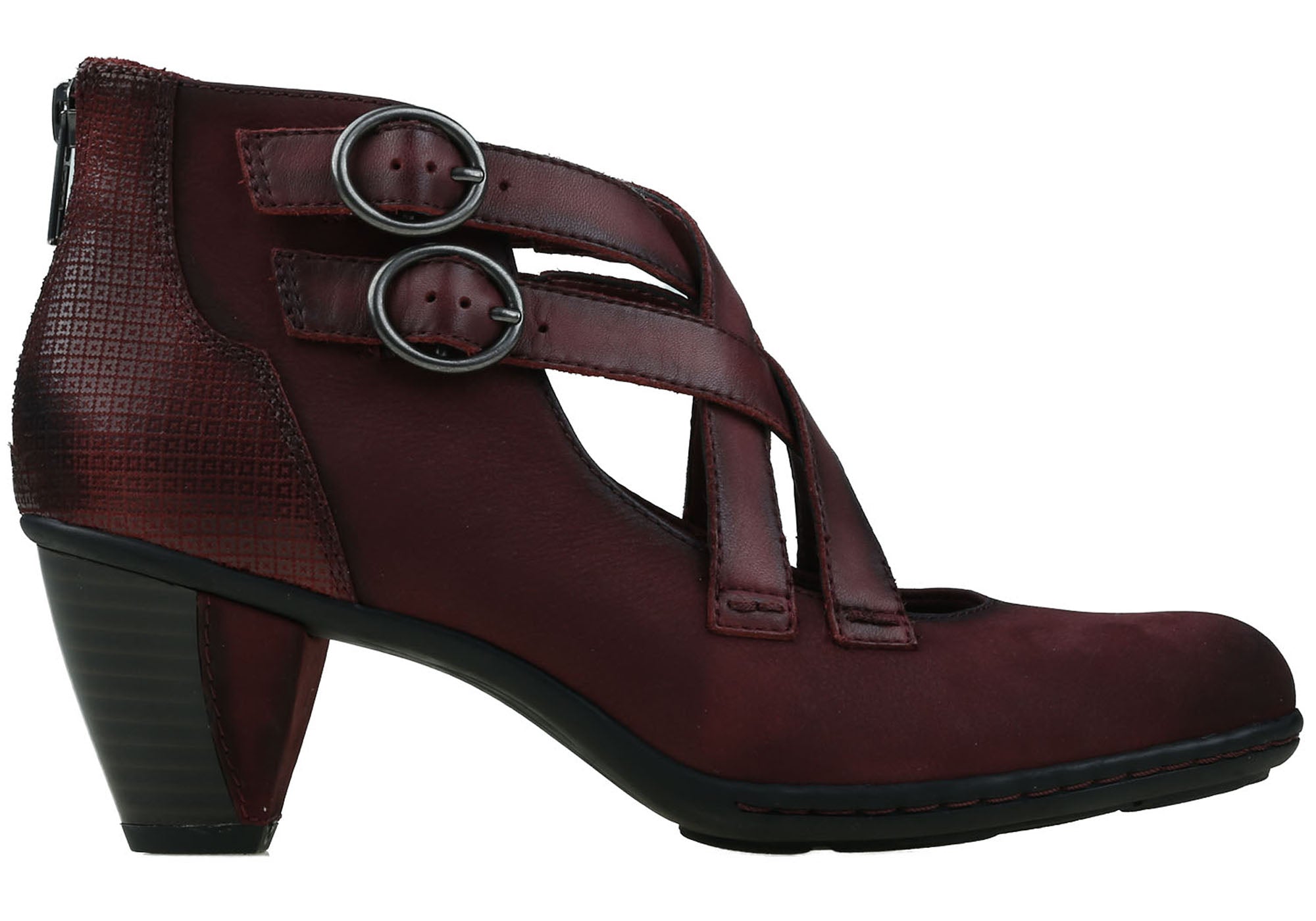 burgundy mid heel shoes