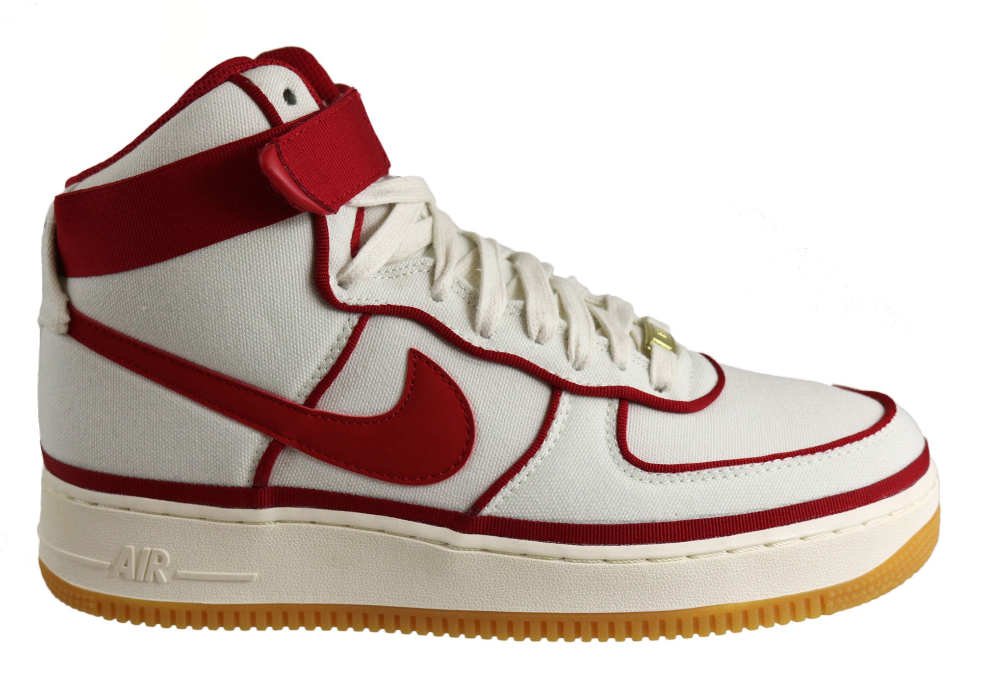 white and red air force 1 high tops