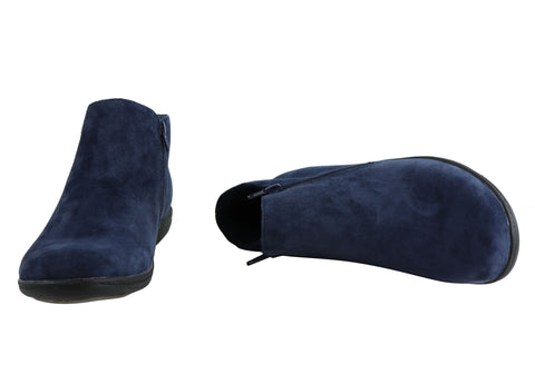 navy blue leather flat boots