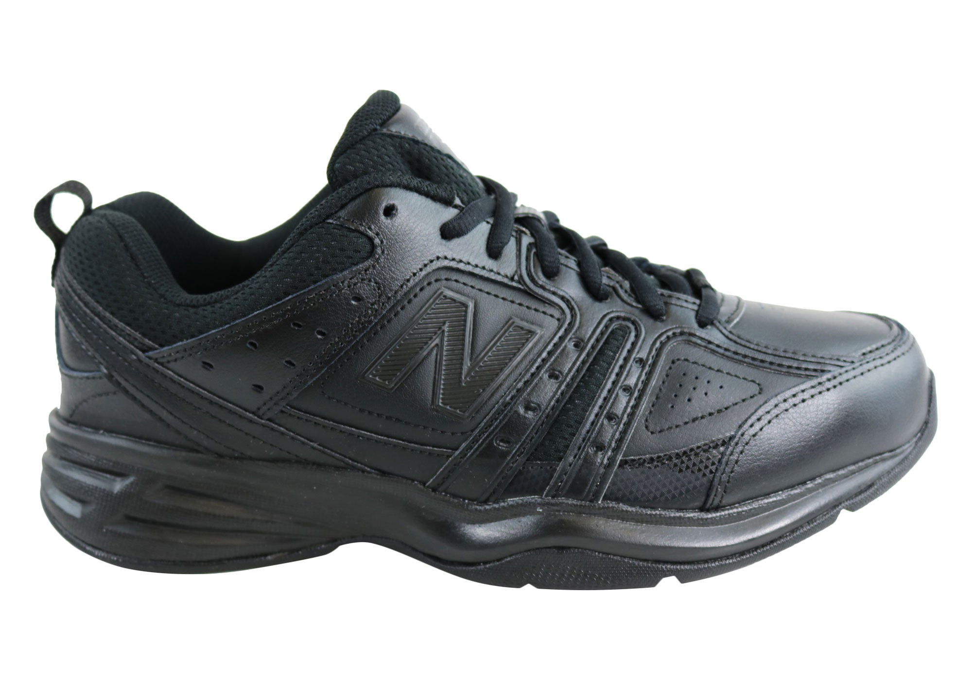 new balance black leather walking shoes