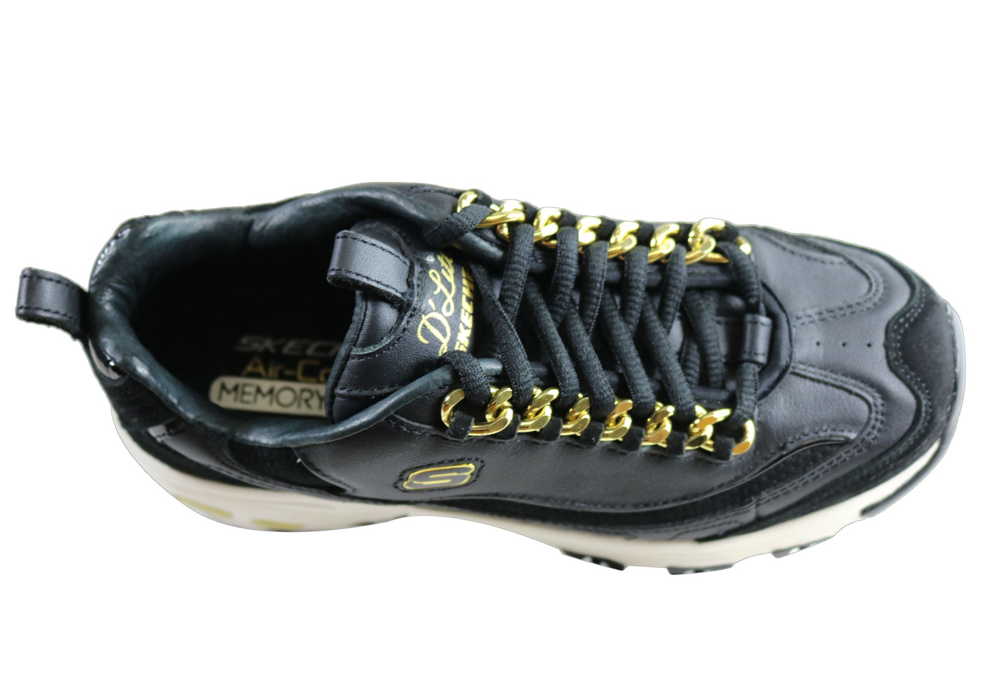 sketchers memory foam black gold