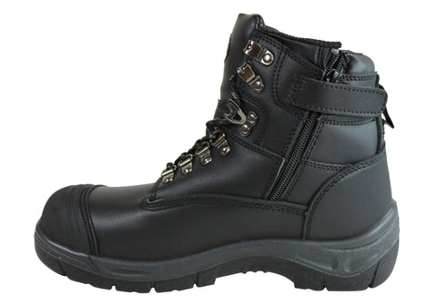 steel toe work boots with velcro straps