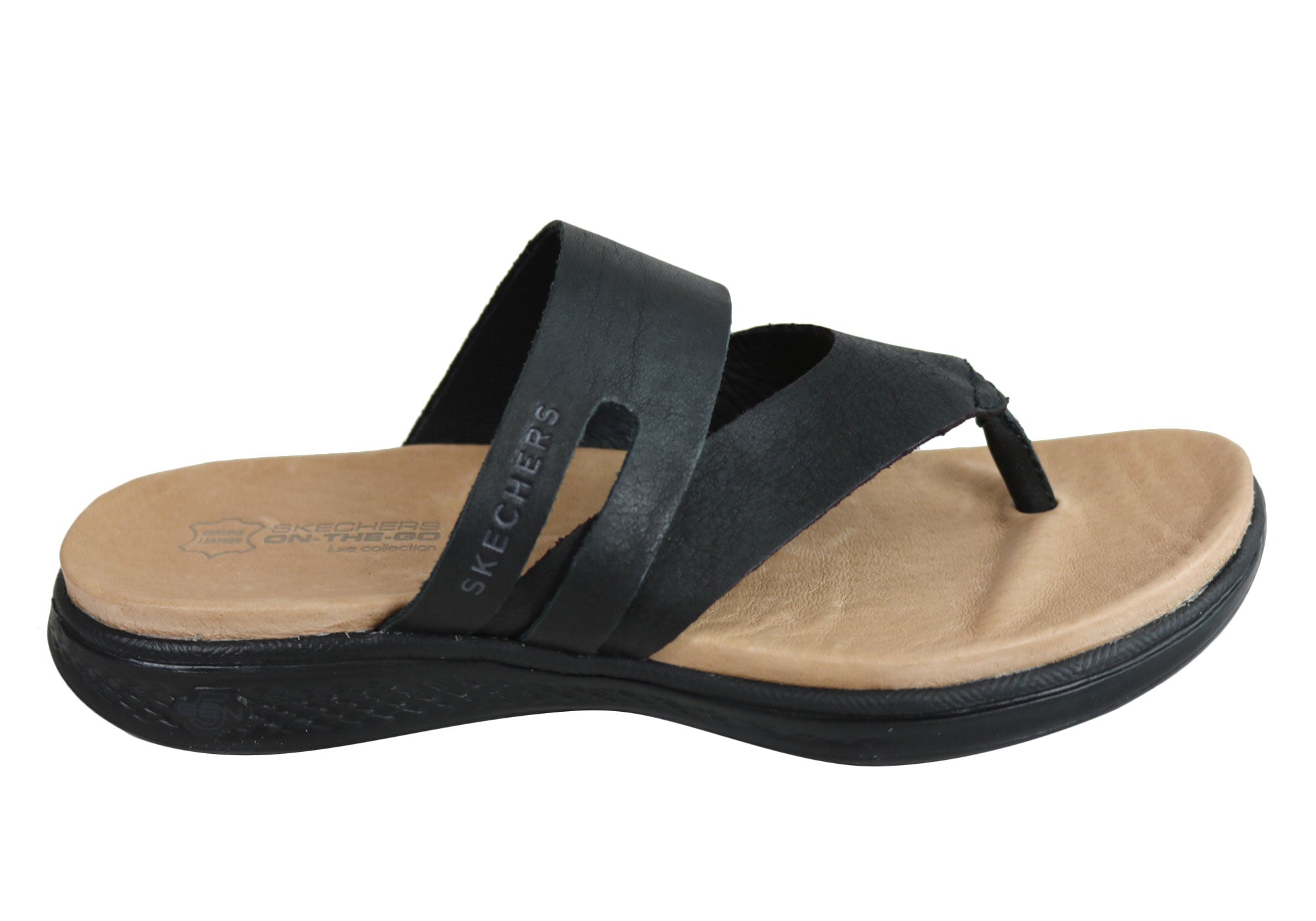 NEW SKECHERS WOMENS ON THE GO LUXE COMFORTABLE LEATHER THONGS SANDALS ...