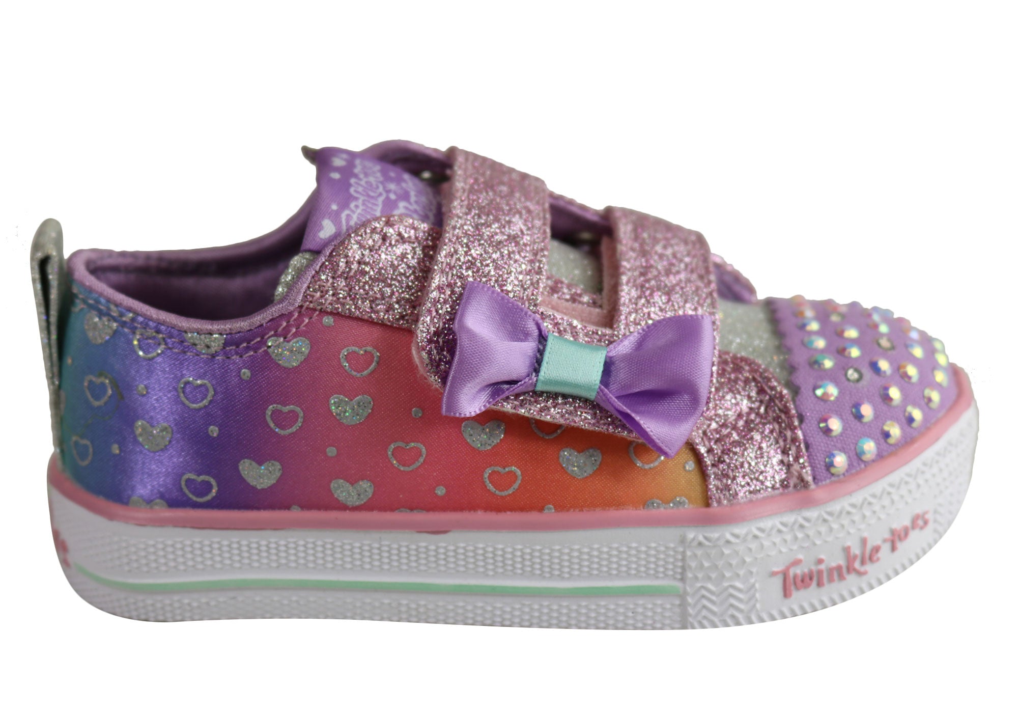 Girls SLights Lite Sparkly Hearts Shoes 