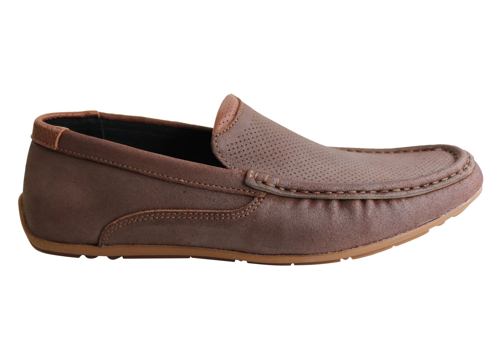 mens leather slip on moccasins