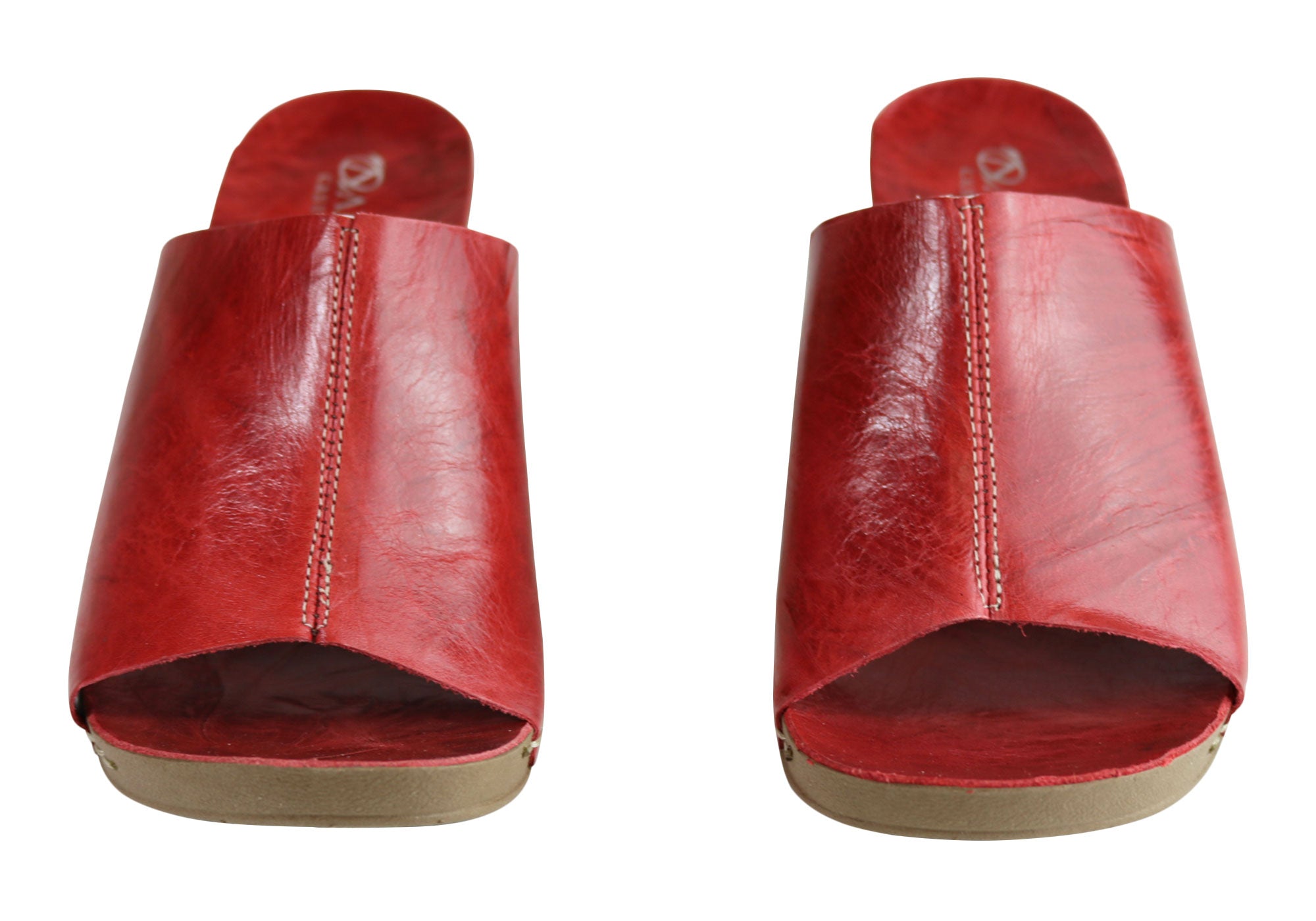 red sandal slides