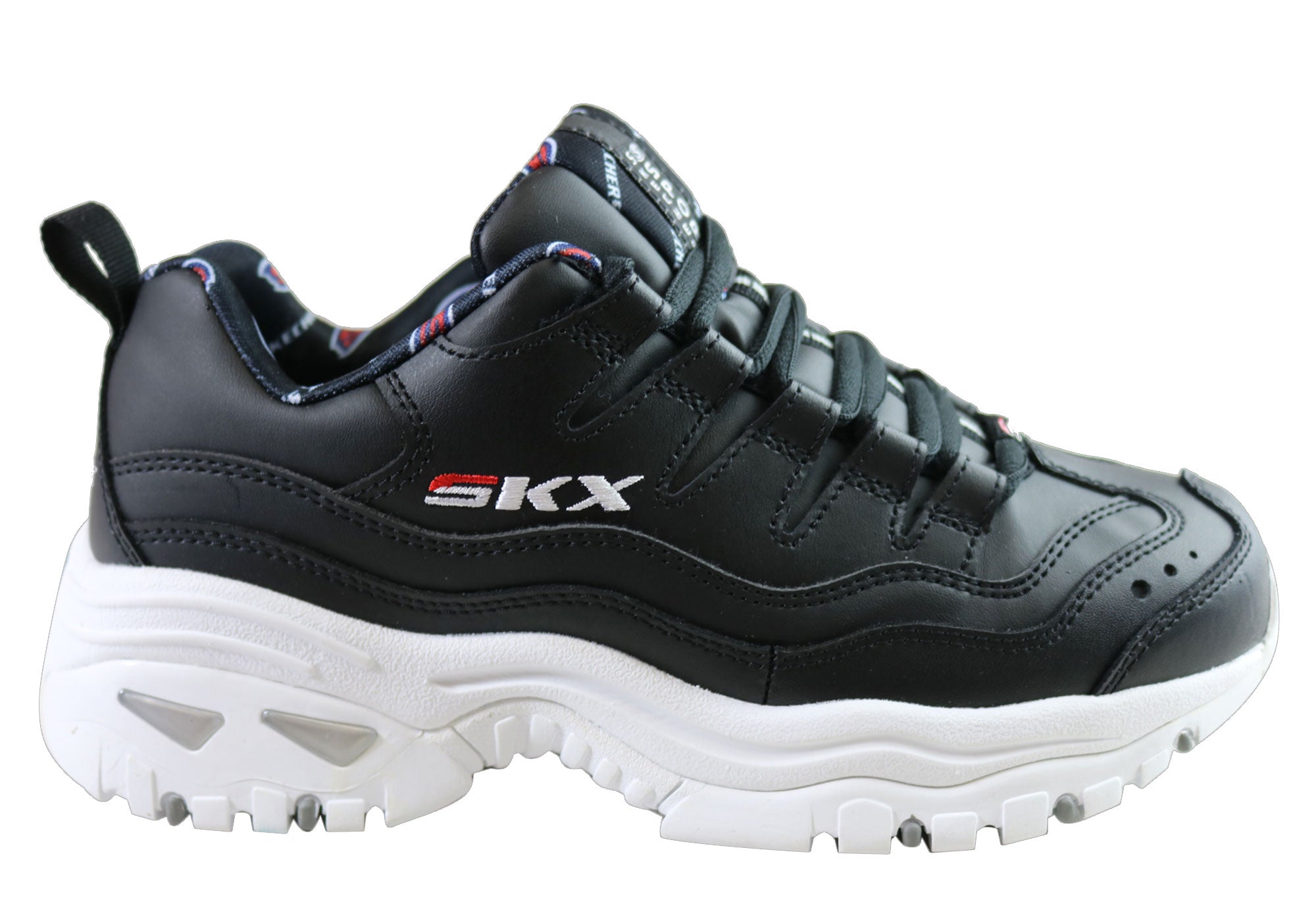 ladies black lace up skechers