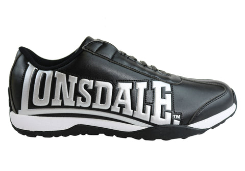 lonsdale black leather trainers