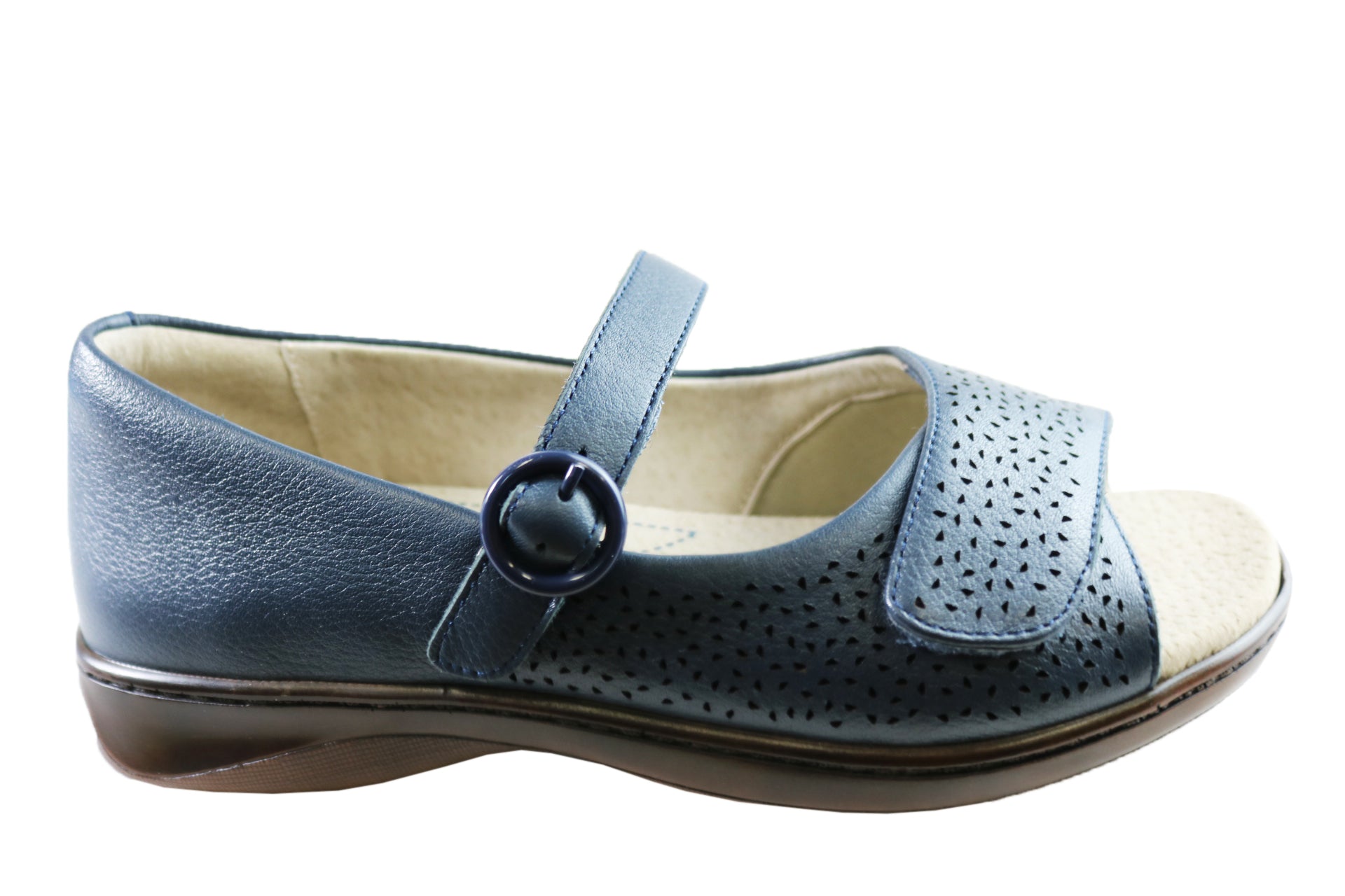 extra wide navy sandals