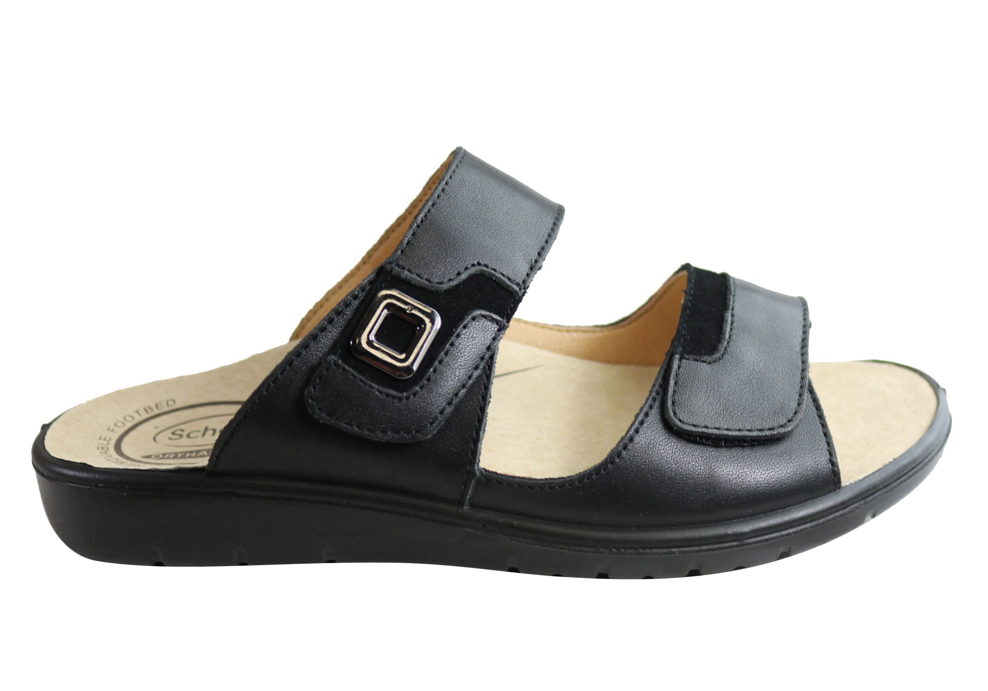 Scholl Orthaheel Alabama Womens Adjustable Leather Sandals Slides ...