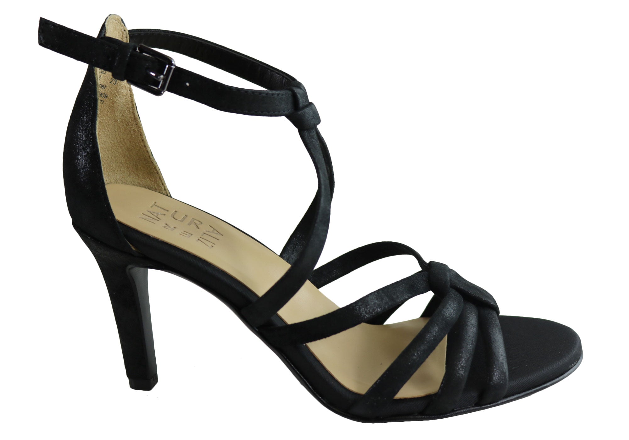 black strappy formal heels