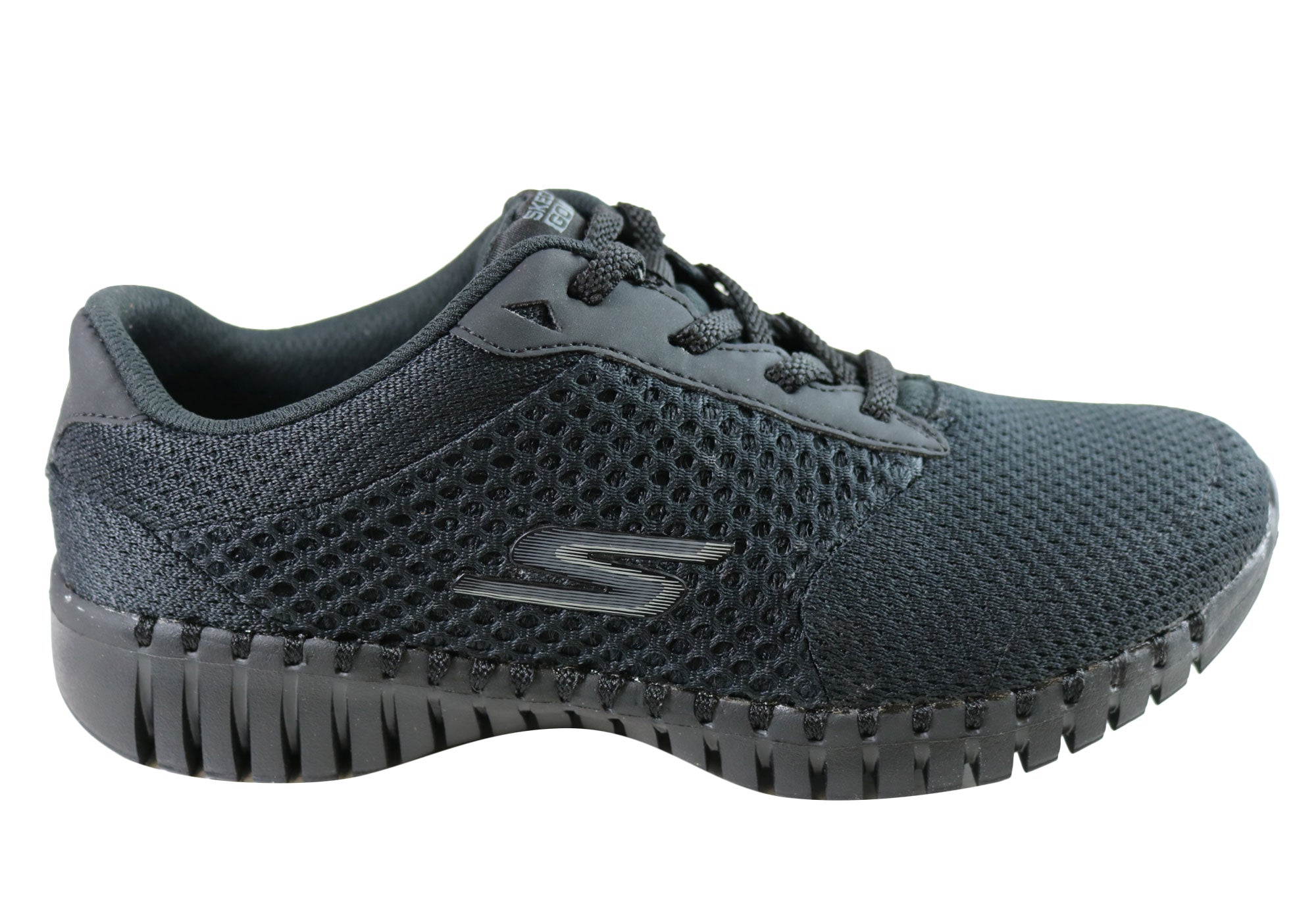 skechers go walk black lace