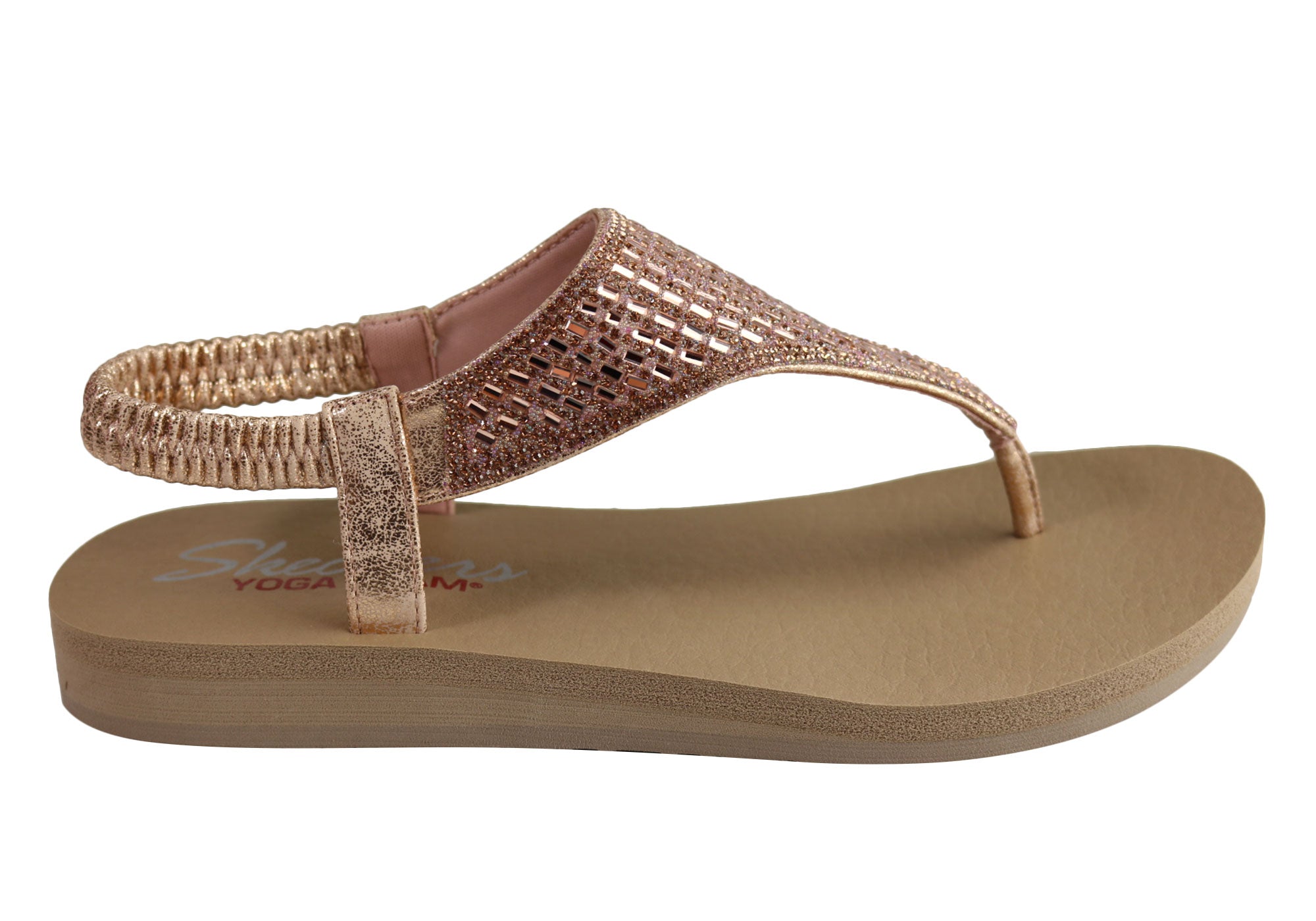 rose gold skechers flip flops