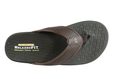 skechers relaxed fit memory foam mens flip flops