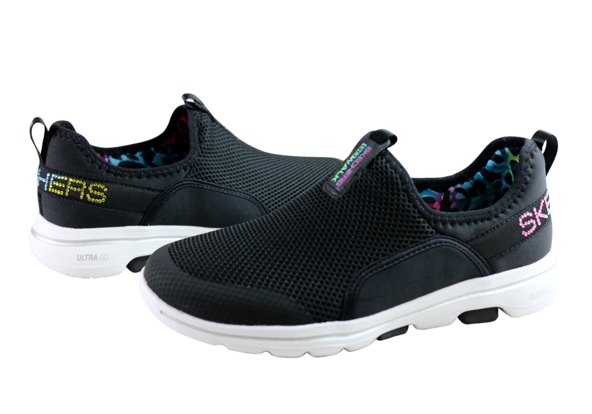 skechers go walk black multi