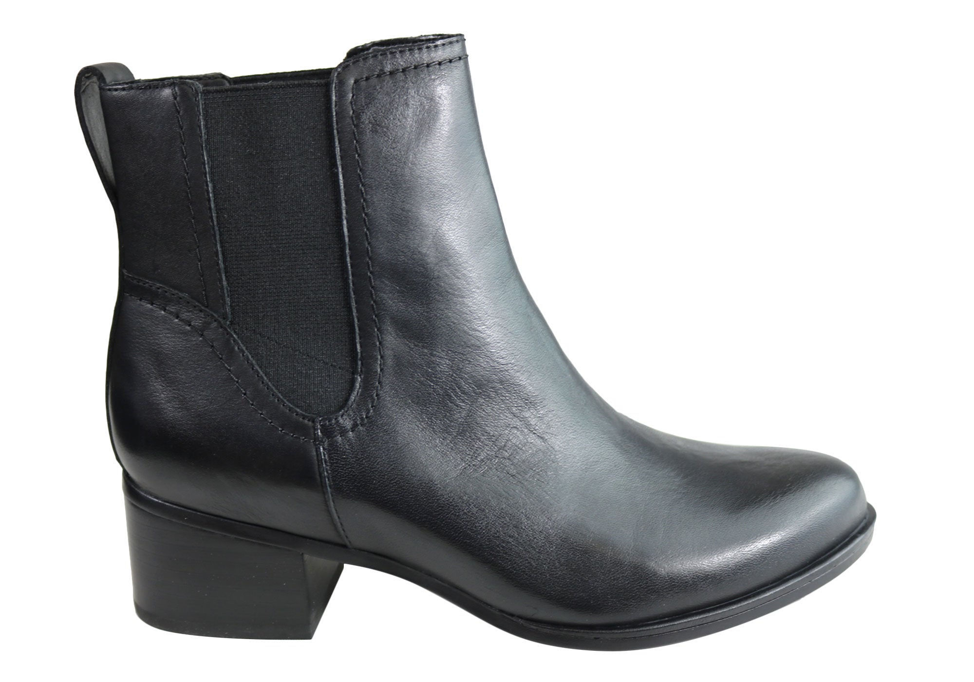 womens black leather ankle boots low heel