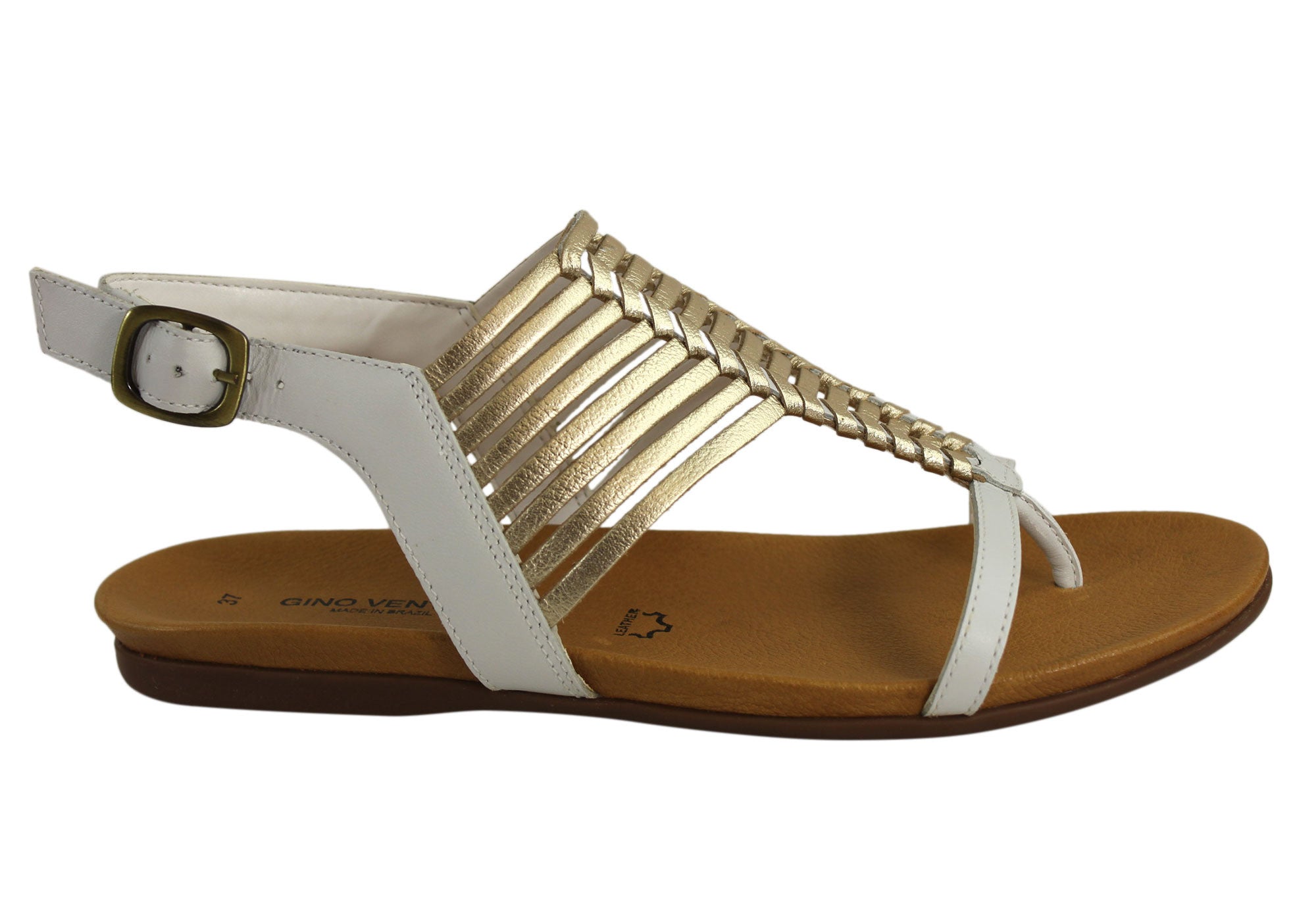 Gino Ventori Nigela Womens Flat Fashion Leather Sandals Made In Brazil ...